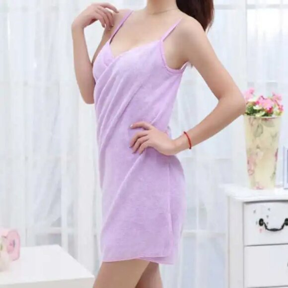 🌸.  #1457-38.   Wearable solid color robes bath towel - Picture 2 of 3